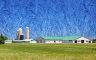 Large Modern Farm and Wheat Field Photo Montage