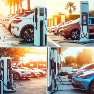 AI Electric Cars at Recharging Point Images